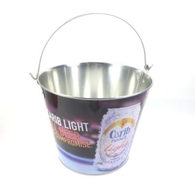 China Hot-selling single wall promotional inventory full color logo 5QT metal beer bucket, Chinese factory tin metal ice bucket for sale