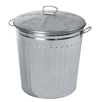 China High Quality Metal Garden 62L Trash Bin Galvanized Bucket With Lid D435*D352*H500mm for sale