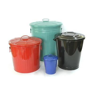 China Sustainable Galvanized Outdoor Trash / Trash Can Bucket With Lid for sale