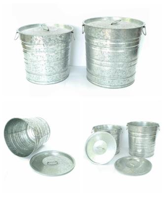 China Sustainable Outdoor Garden Galvanized Bucket Garden Trash Can Waste Bin for sale