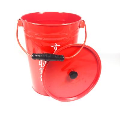 China Viable Store Supplies Japanese Tin Steel Metal Rubbish Pail Bucket Handle and Lid for sale