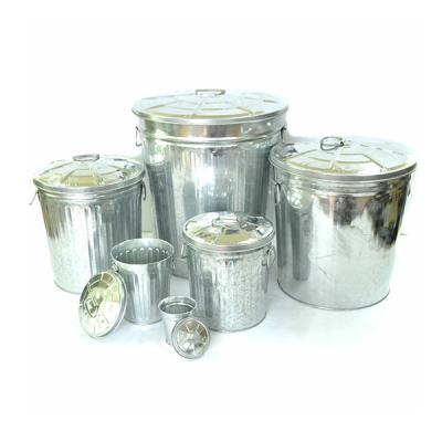 China Garbage Galvanized Bucket With Lid Metal Garden Bucket For Garbage Container for sale