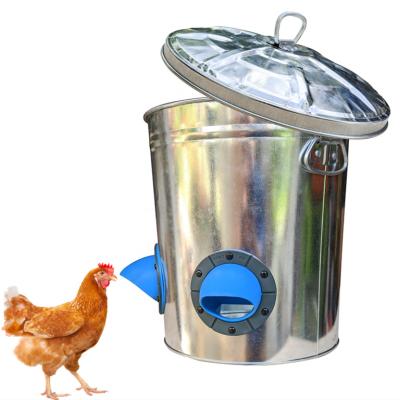 China Wholesale Custom 18L Galvanized Farms Color Metal Bucket Chicken Feeder With Lid for sale