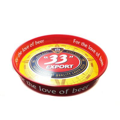 China Tinplate Customized Round Metal Tinplate Serving Tray For Beer for sale