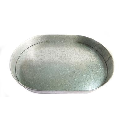 China Morden Metal Galvanized Iron Oval Serving Tray for sale