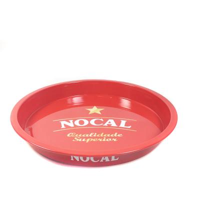 China Tinplate Customized Colored Round Metal Tinplate Serving Tray For Beer And Bar for sale