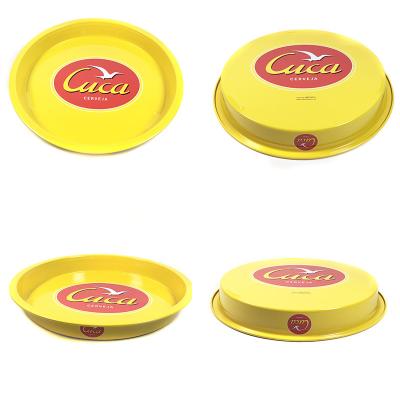 China Tinplate Customized Colored Round Metal Tinplate Serving Tray For Beer Tin Tray for sale