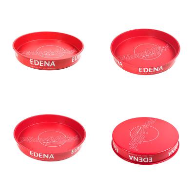 China Tinplate Customized Color Round Metal Tin Serving Tray Metal Tin Tray For Gift Kitchen Beer Promotion for sale