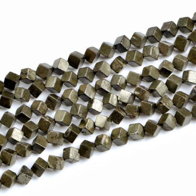 China Diy Jewelry Accessories Made 2022 China Natural Stone Cube 6*6mm Diagonal Pyrite Stone Beads High Quality For Jewelry Making for sale