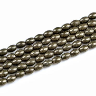 China 2022 China Natrual Color Made High Quality Rice Beads 6*8mm Natural Stone Pyrite Pyrite Stone Beads For Jewelry Making for sale