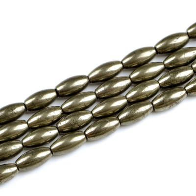 China Natrual China 2022 Color Made High Quality Long Rice Beads 8*16mm Natural Stone Pyrite Pyrite Stone Beads For Jewelry Making for sale