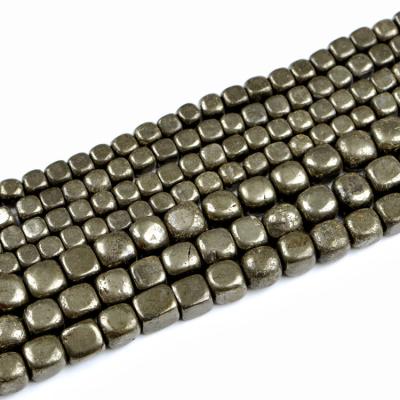 China Diy Jewelry Accessories Made China 2022 High Quality Rounded Cube Hot Seller Natural Pyrite Stone Beads For Jewelry Making for sale