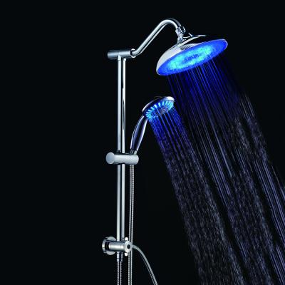 China Hot Selling Amazon Sliding Bar Sans Double LED Multi Function Shower Set With Hand Shower& LED Shower Head for sale