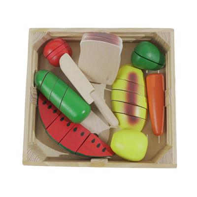 China DIY TOYS New Product Game Pretend Cut Fruit Set Wooden Play Tray Children Educational Cooking Toy For for sale