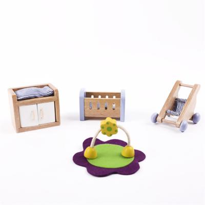 China DIY TOYS High Quality Education Game Mini Furniture Pretend Play Toys Tiny Wooden Baby's Room For Baby for sale