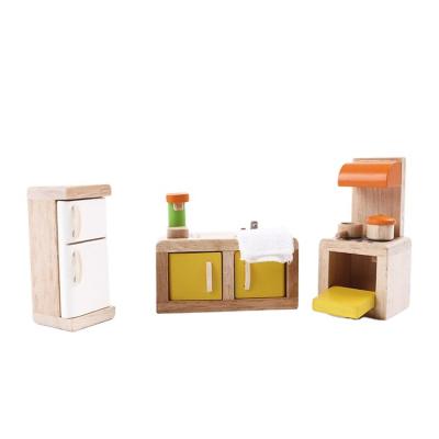 China DIY TOYS Hot Selling Miniature Furniture Toys Educational Game To Pretend Play Kitchen Room Eco-friendly Tiny Wooden Toy for sale