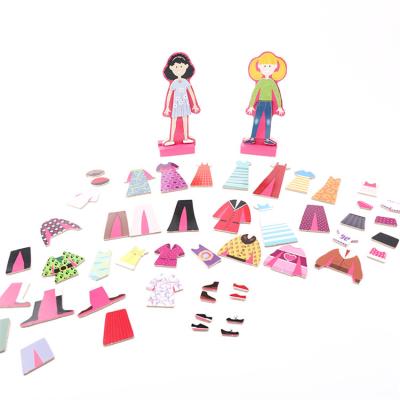 China DIY TOYS Factory Great Gift Idea Wooden Magnetic Doll Dress Up Game Set For Girls Princess To Pretend Play for sale