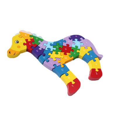 China DIY TOYS New Design Eco Friendly Educational Toy Horse Shape Wooden 3d Puzzle For Children for sale