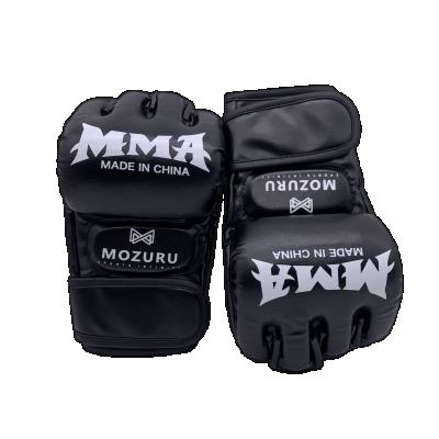 China Wholesale Breathable Half-finger PU Leather Material Black Free Size Logo Adult Boxing Bag Gloves Custom Made for sale