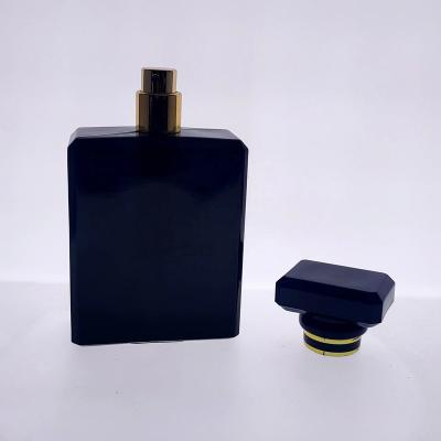 China Personal Care Classic Black Luxury Wholesale Empty Square Mist Spray 100Ml Glass Perfume Bottle for sale