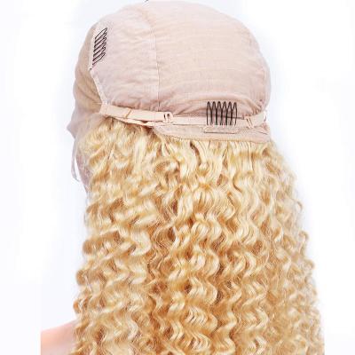 China Hair Extensions Bundles; Raw Blonde Virgin Hair Closures 613 Pre Plucked Blonde Hair Deep Wave Synthetic Wigs Full Lace Wig for sale