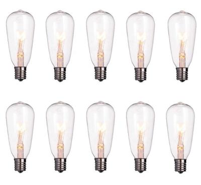 China Pack Edison Replacement Light Bulbs, 7watt E17 Screw Base String Clear Glass Festival ST40 10 Light Bulbs For Outdoor/Indoor for sale