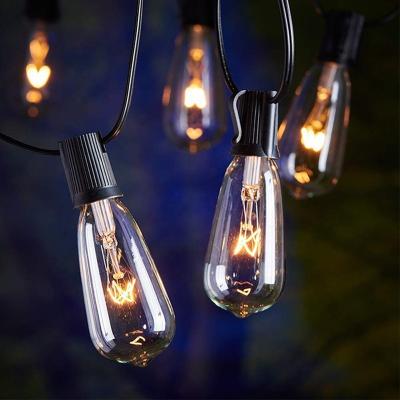 China IP44 20LT ST40 Patio String Lights IP44 Outdoor Uses E17 120V 7W Pergola-Black Incandescent Bulb Party Birthday for sale