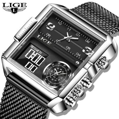 China 2021 LIGE Chronograph Sports Watches Top Luxury Brand Men Wristwatch Men Waterproof Quartz Analog Military Digital Watch for sale