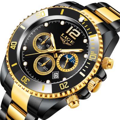 China New LIGE 2021 Date Sport Diver Clock Men Watch Stainless Steel Watches Automatic Waterproof Date Quartz Wristwatch For Gents for sale