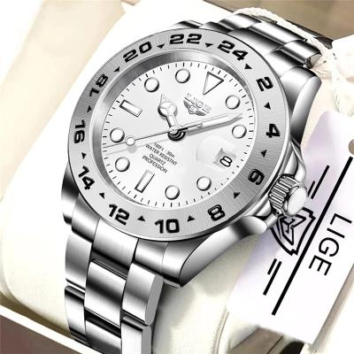 China Automatic date 2021 LIGE men watch waterproof classic analog date stainless steel luminous gentlemen wristwatch quartz for sale