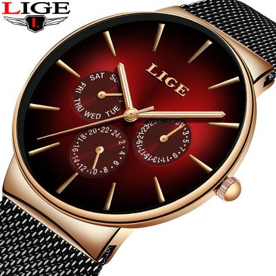 China Hot Automatic Date LIGE Men Watch Quartz Watch Mesh Steel Watches Waterproof Top Brand Luxury Ultrathin Men Wristwatch for sale