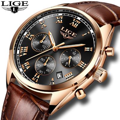 China Automatic Date 2021 Sport Watches Chronograph Luminous Waterproof Leather Wristwatch Men Quartz Watch Hot Sales for sale