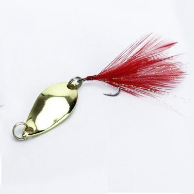 China Weihai New Arrival 2.5G 3.5G Metal Fishing Hard Lure Sequin Bait Trout Spinning Spoon With Feather for sale