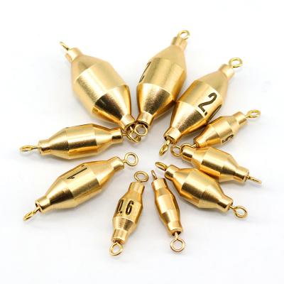 China With 2 Swivels Newcomer Finely Processed Brass Sinker With 2 Swivels Gold Color For Trimming Copper Saltwater Fishing Tackle for sale