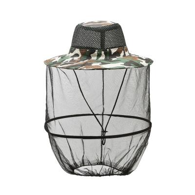 China Best Price Mosquito Repellent Summer Outdoor Wide Brim Camp Camouflage Bucket Hat With String for sale