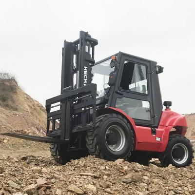 China Hotels China Hot Sale HECHA Forklifts 2WD Diesel Forklift Rough Terrain 3.5 Ton for sale