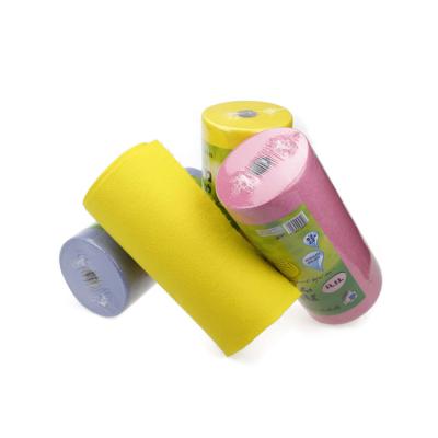 China Sustainable needle punched non-woven fabric disposable cleaning cloth for floor in perforated roll, good absorbent and cheaper for sale