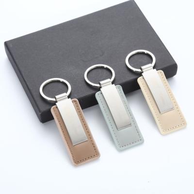 China Promotion Gift Llavero de cuero Custom Key Chain Sales PU Keychain Genuine Leather Hot Box Logo Gift for sale