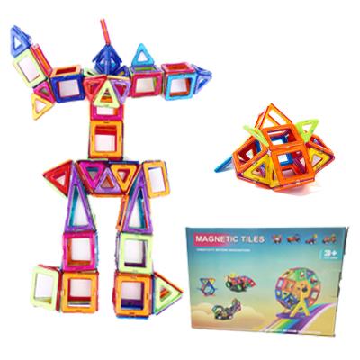 China Plastic Factory Hot Sale 122Pcs 6.5cm Educational Magnetic Building Blocks For Kids Magnetic Tiles Magnetic Blocks for sale