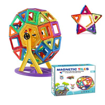 China Plastic Factory Direct Wholesale 75Pcs 5.5cm Learning Toy For Kids Magnet Tiles Intelligent Magnetic Blocks for sale