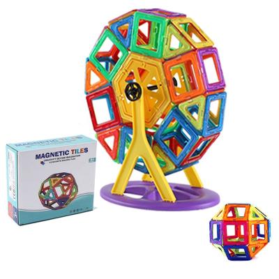 China Plastic Chinese Manufacturer 43Pcs 5.5cm Educational Magnet Building Toys Magnetic Tiles Magnetic Blocks for sale