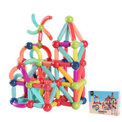 China Plastic Cement Chinese Manufacture  Wholesale  Kids Toy Educational Toy 84Pcs Magnetic Sticks Magnetic  Building Blocks for sale