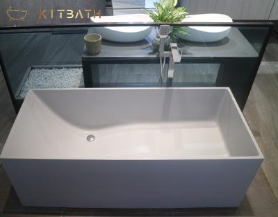 China Modern Design Eco-friendly Solid Outdoor Stone Acrylic Resin Square Freestanding Kitbath Bathtub For Indoor Hotel for sale