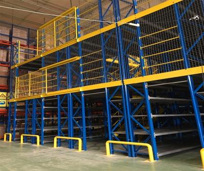 China Corrosion Protection Warehouse Storage Mezzanine Metal Rack And Porcelain Shelving Platform for sale