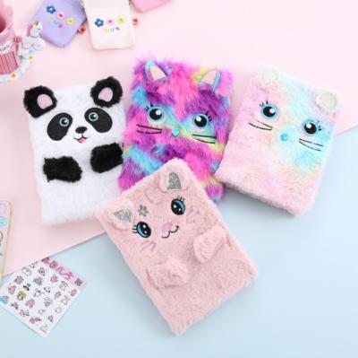 China Printed Designs Cute Color Diary Notebook Cute Cartoon Color Girl Gift Plush Stuffed Animal Custom Notebook for sale