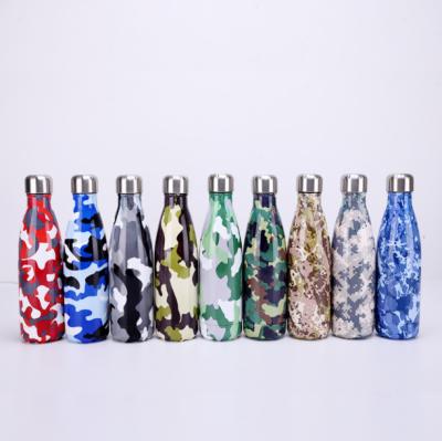 China 500ML Sustainable Outdoor Camouflage Water Bottle Camping Stainless Steel Doubel Layer Cycling Thermal Vacuum Flask for sale