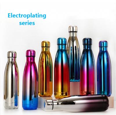 China Novelty 500ML electroplating outdoor water bottle camping recycling bicycle sports stainless steel doubel layer thermal vacuum flask for sale