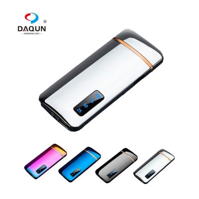 China Double Power Display Silver Metal Electric Arc USB Electric Lighter for sale