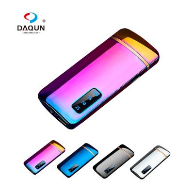 China Power Display Metal Dual Arc USB Rechargeable Lighter for sale