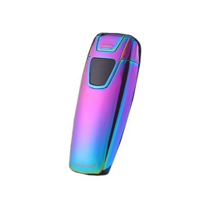 China LOGO Display Battery Indicated Double Arc USB Rechargeable Creative Electronic Luxury Fancy Smoking Lighter for sale